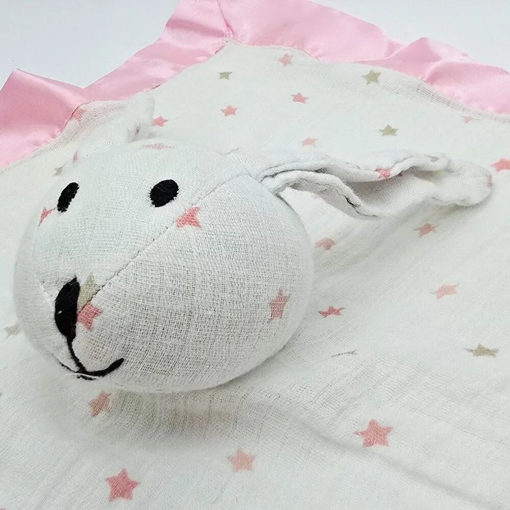 Aden Anais Bunny Lovey Musy Mate Pink Oh My Stars Security Blanket Muslin